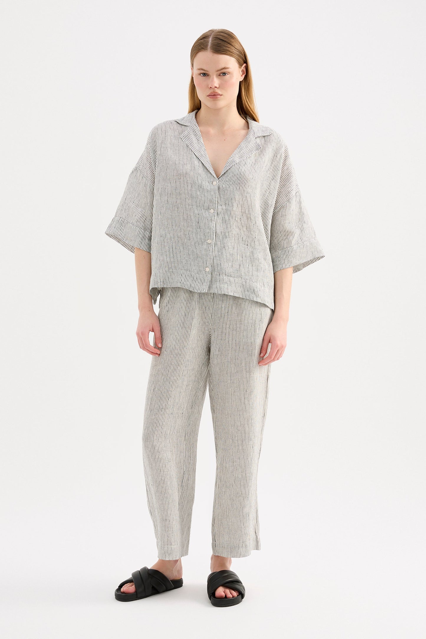 LOUNGE STRIPE LINEN SHIRT