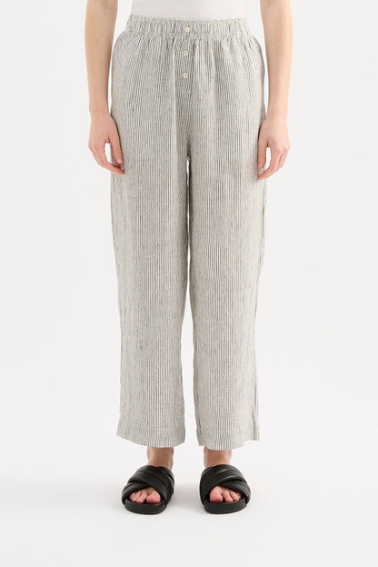 LOUNGE STRIPE LINEN CROP PANT
