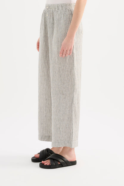 LOUNGE STRIPE LINEN CROP PANT