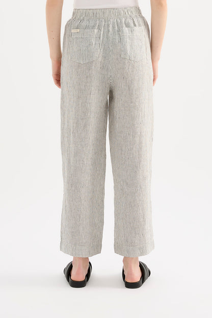LOUNGE STRIPE LINEN CROP PANT