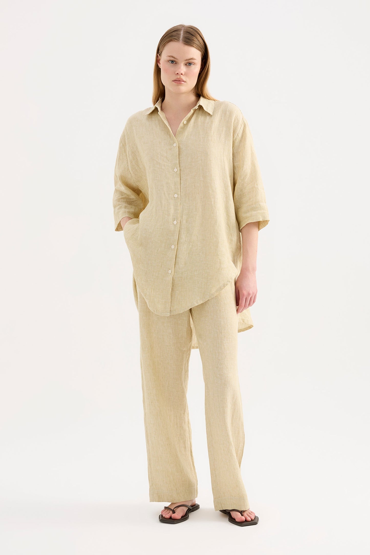 LOUNGE STRIPE LINEN PANT